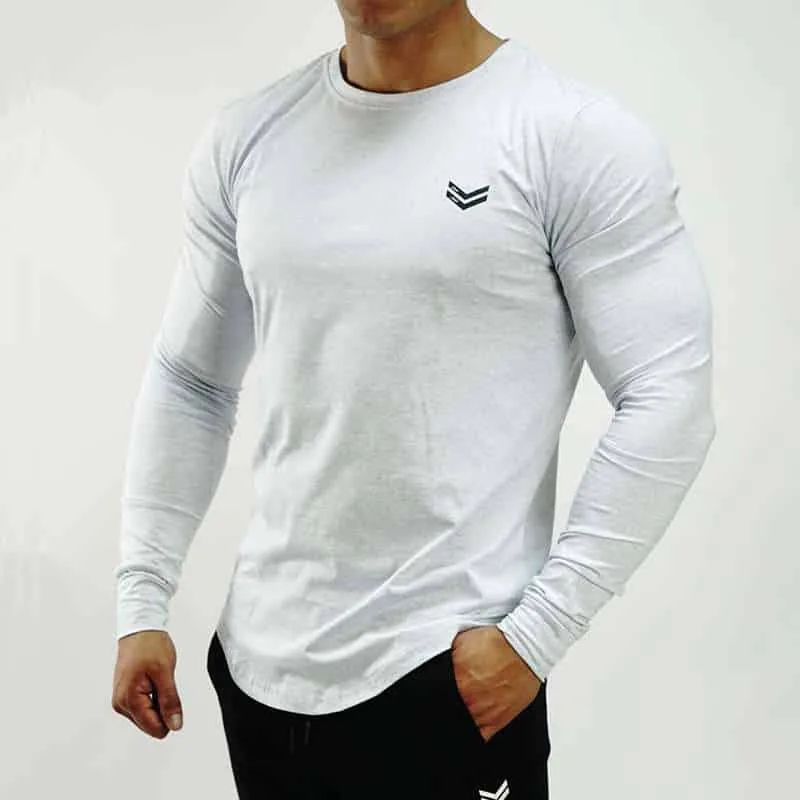 Long Sleeve Bodybuilding T-Shirt - White