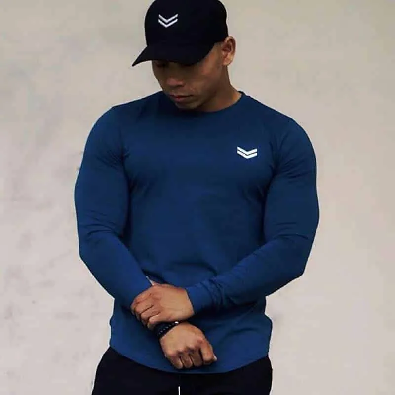 Long Sleeve Bodybuilding T-Shirt - Navy