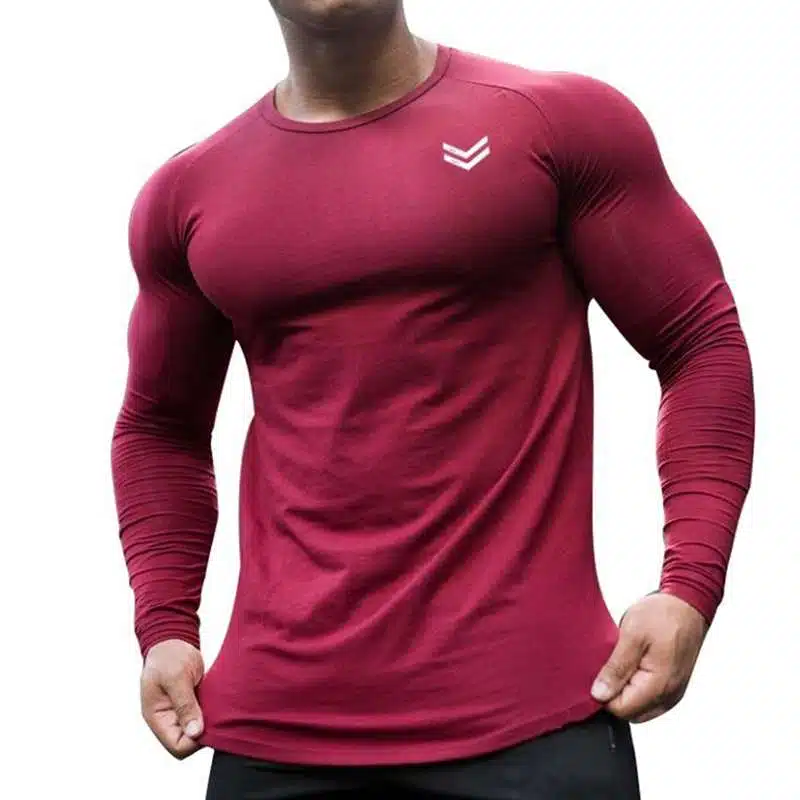 Long Sleeve Bodybuilding T-Shirt - Red