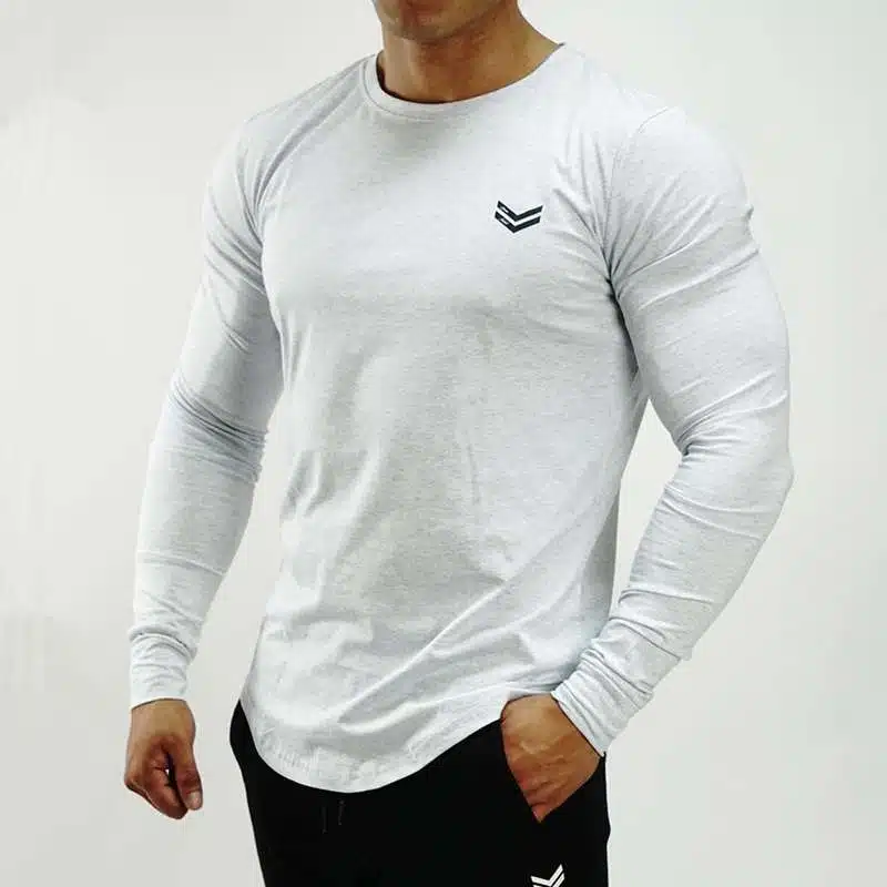 Long Sleeve Bodybuilding T-Shirt - White