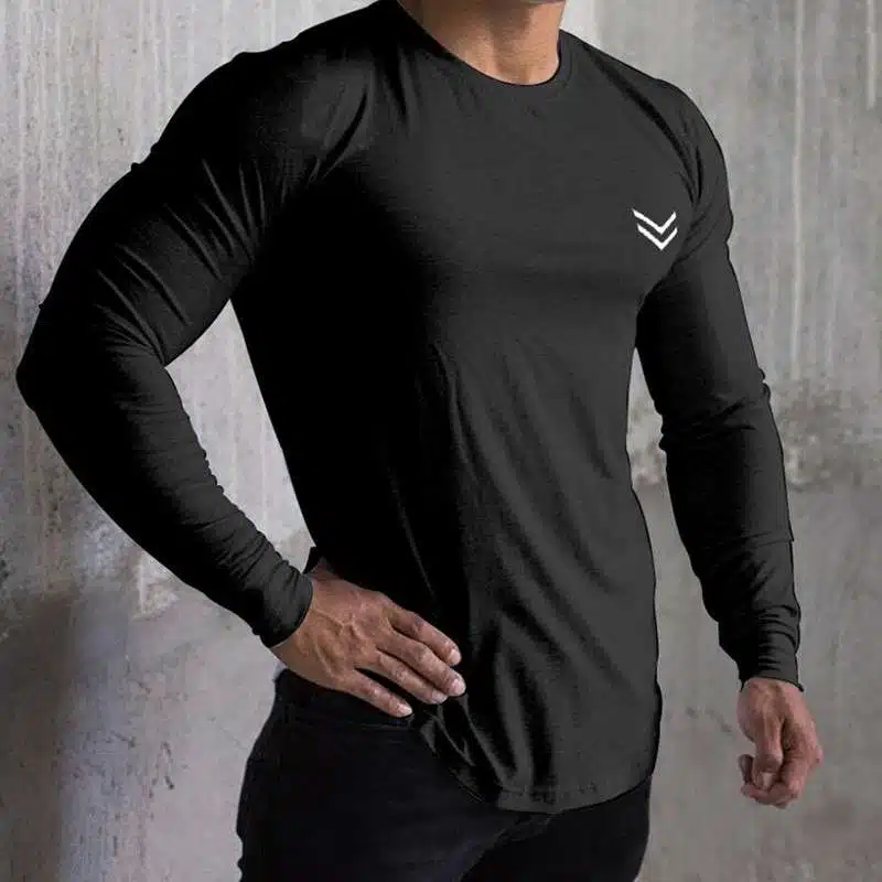 Long Sleeve Bodybuilding T-Shirt - Black